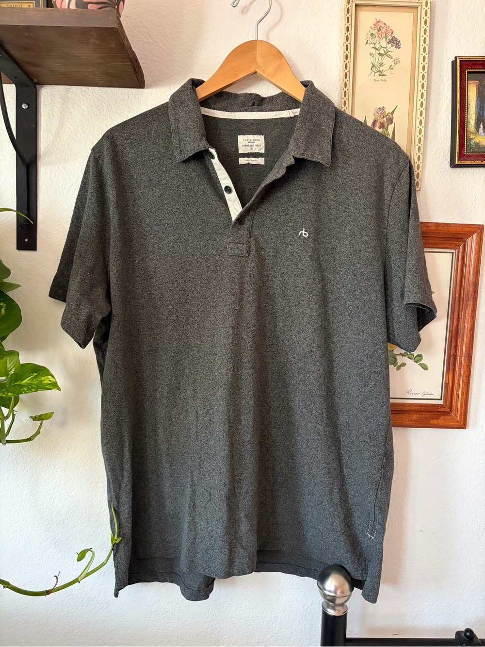 rag & bone Standard Issue Polo Shirt – Charcoal Gray - Men’s XL